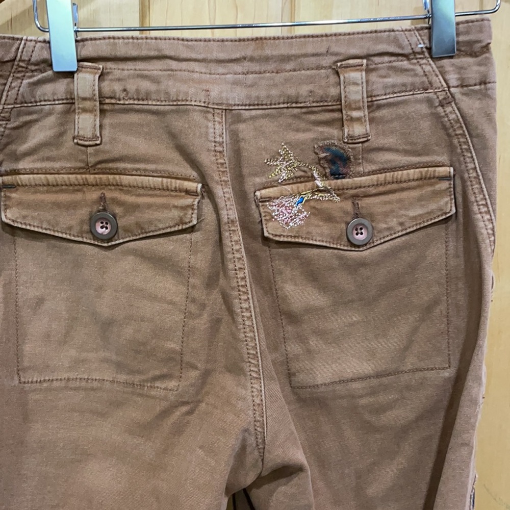 Anthropologie Tan Embroidered Cropped Pants - Picture 7 of 13